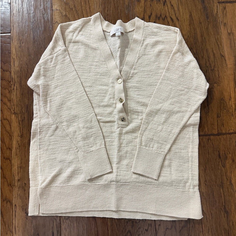 LOFT Cream V-Neck Sweater